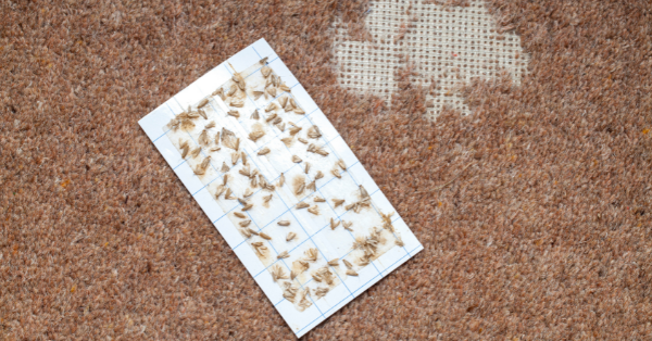 carpet infested with moths