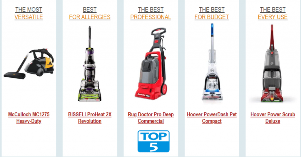 The Best 5 Carpet Steam Cleaners That Are a Proven Success!