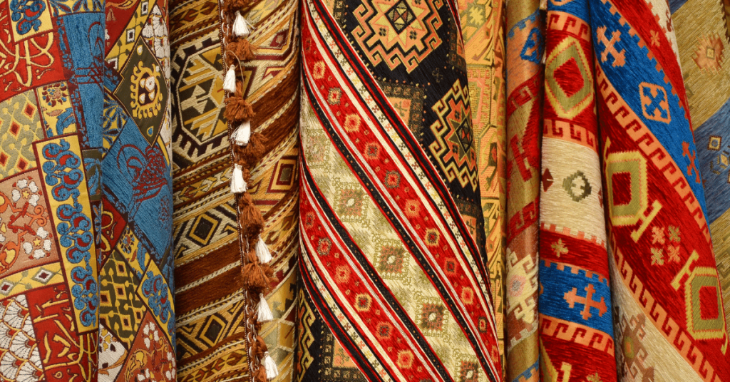 Oriental carpets on a market