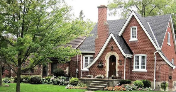 Victorian house with the brick exterior