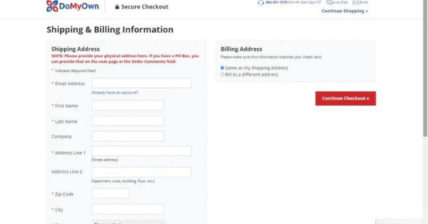 shipping and billing information
